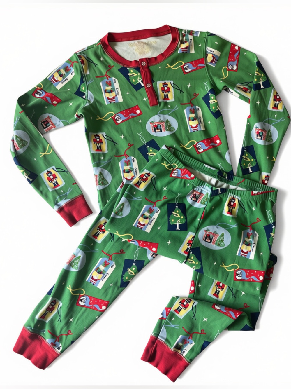 The Beaufort Bonnet Company Holiday Pajama Set with Red Trim